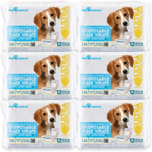 Vista 10 de Paw Inspired Bandas desechables para perros machos, banda para el vientre para perros Pañales desechables para perros Bandas para el vientre