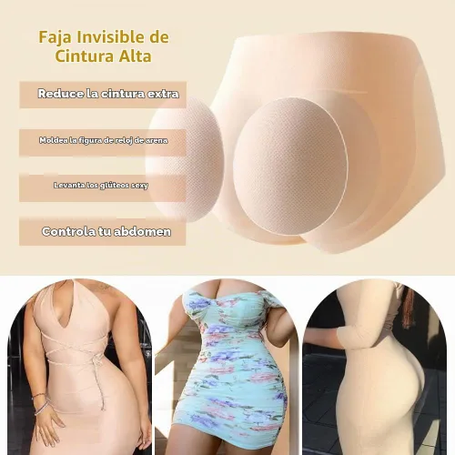 Vista 5 de Women Bigger Butt Enhancer Butt Lifter Padded Lace Shapewear Control Panties Seamless Thicker Fake Buttock Underwear Beige