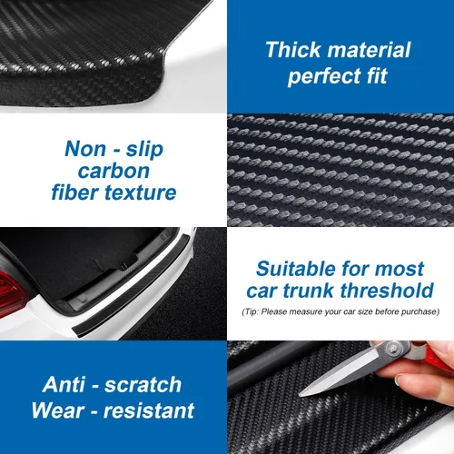 Vista 4 de Protector de parachoques trasero Moteloor para Honda Accord 2013-2017 Carbon fiber leather rear bumper guard, waterproof, UV-resistant