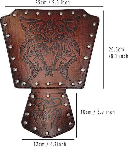 Vista 6 de HiiFeuer Guantelete vikingo Fenrir medieval, de piel sintética, armadura de caballero, disfraz LARP de Halloween