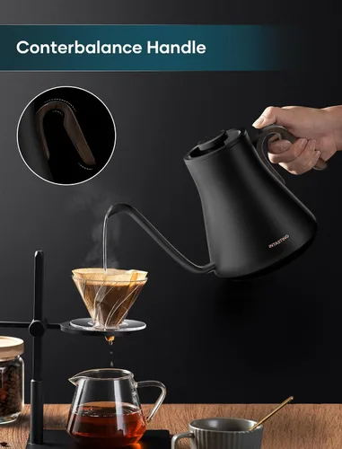 Vista 4 de INTASTING - Hervidor eléctrico de cuello de cisne con control de Negro mate