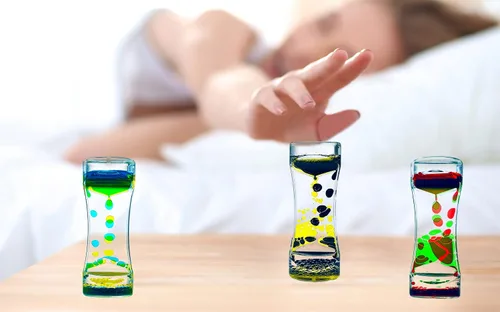 Vista 6 de Temporizador de movimiento líquido para adultos, paquete de 5 juguetes sensoriales de escritorio para relajación, alivio del estrés y alivio
