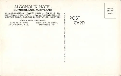 Vista 2 de Algonquin Hotel Cumberland, Maryland MD Original Vintage Postcard