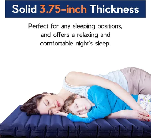 Vista 9 de Hikenture Colchoneta doble pequeña con 2 almohadas inflables para acampar, color gris