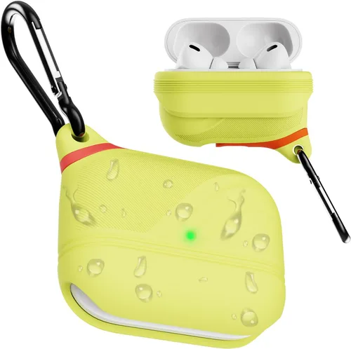Vista 10 de Funda para AirPods Pro, funda de silicona impermeable para AirPods Pro 2, protección impermeable, portátil, para USB-C/inalámbrico, antipérdida, una
