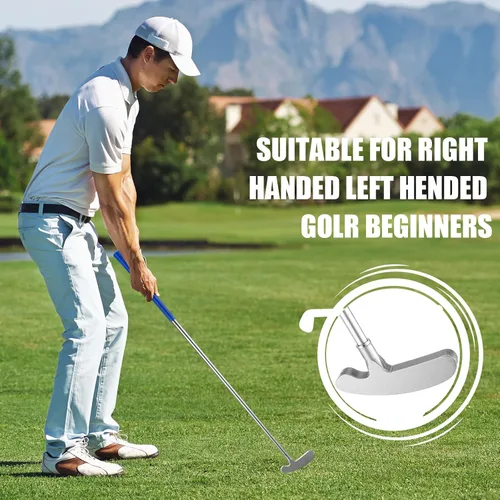 Vista 6 de Wettarn Juego de 3 palos de golf de dos vías para hombres, mujeres y niños, eje de putter resistente con 6 pelotas de golf de práctica para Azul