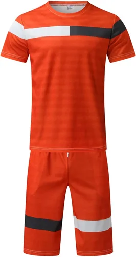 Vista 3 de Conjunto corto para hombre, 2 piezas, casual, de verano, manga corta, gimnasio, entrenamiento, atlético, conjunto deportivo