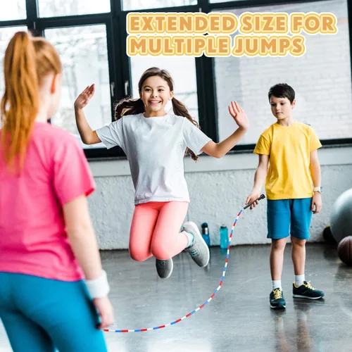 Vista 2 de Zubebe Cuerdas de salto holandesas dobles de 16 pies a granel, cuerdas de cuentas coloridas para niños y adultos, fitness, educación física