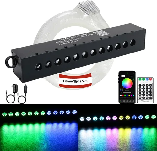 Vista 11 de AZIMOM RGB 12LED Kits de estrella fugaz con diseño de meteoritos, 96 piezas, 0.04 pulgadas, 9.8 pies, kits de fibra óptica de estrella fugaz
