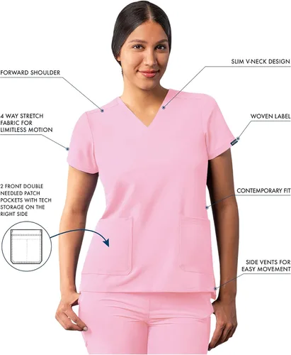 Vista 3 de Adar Addition - Ropa quirúrgica para mujer, moderna camiseta médica con cuello en V