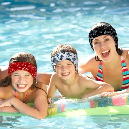 Vista 6 de 4 diademas de natación para natación, banda ajustable para la oreja para mantener el agua fuera, protección para los oídos para niños y adultos