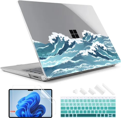 Vista 13 de TWOLSKOO Funda para portátil Microsoft Surface Go 2/1 de 12.4" lanzada con el modelo 1943/2013, carcasa rígida de plástico protectora y cubierta