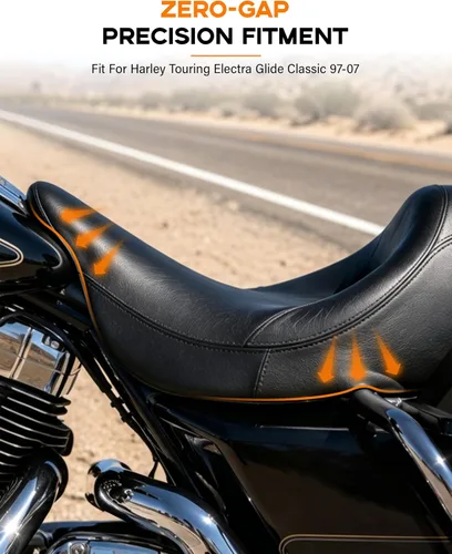 Vista 6 de XMT-MOTO Cojín para Asiento de Conductor y Pasajero Compatible con Harley Davidson Touring Electra Glide Classic 1997-2007