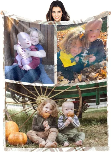 Vista 12 de Manta personalizada con fotos, manta personalizada con fotos para parejas, papá, mamá, niños, perros, amigos, cumpleaños, boda, Navidad, Año Nuevo