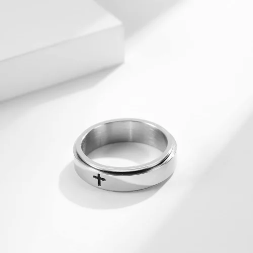 Vista 3 de Anillos de banda giratoria para aliviar el estrés y la ansiedad con diseño de Jesucristo para hombres mujeres niñas niños y niñas para la ansiedad