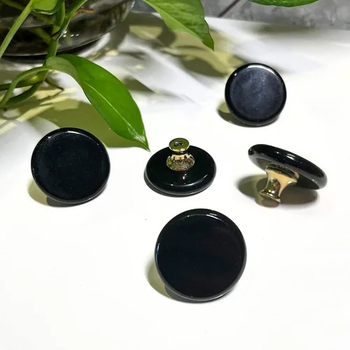 Vista 3 de 3 pomos de obsidiana negra para cajones, pomos de piedras preciosas naturales, tiradores de piedra de cristal negro, manijas de gabinete de piedras