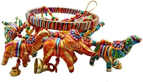 Vista 6 de Rastogi Handicrafts Elefante hecho a mano techo de pared colgante ornamento decorativo Navidad Diwali fiesta boda colgante decorativo