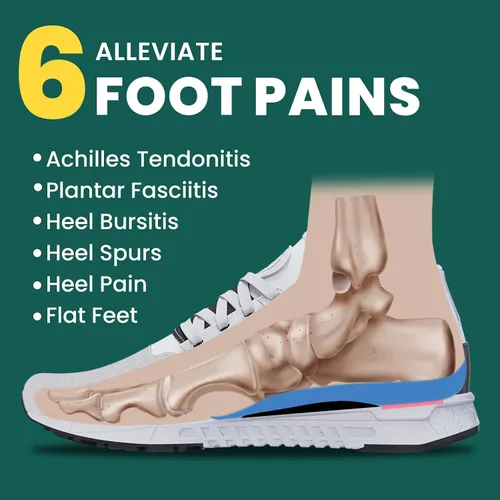 Vista 2 de Plantillas para fascitis plantar para talón – Welnove Arch Support Antideslizante Cojines para aliviar el dolor de talón de pies, taloneras