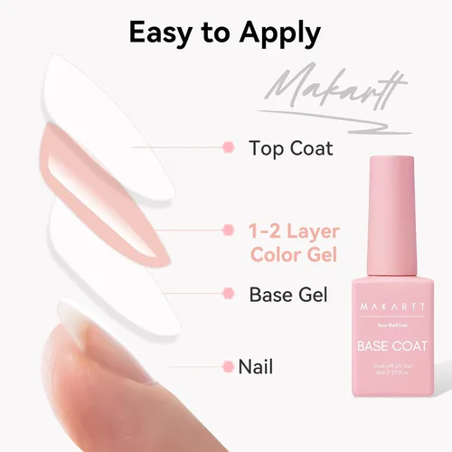 Vista 36 de Kit de capa base y capa superior de gel Makartt: Esmalte de uñas transparente, brillante, sin necesidad de limpieza, resistente a manchas, capa