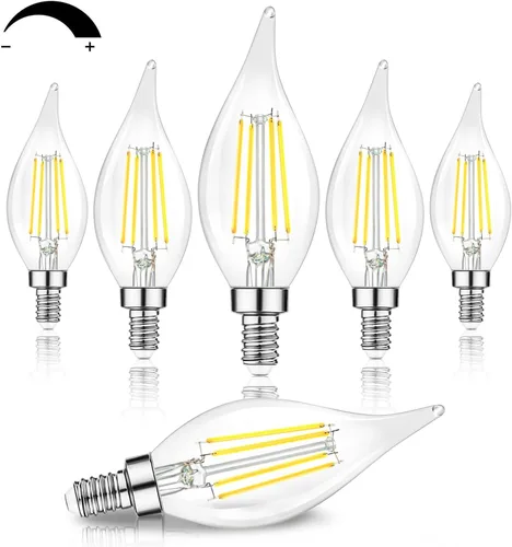 Vista 10 de TOBUSA Bombillas LED para candelabros E12, bombillas de araña de filamento 5000K Blanco luz día