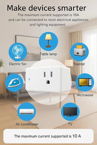Vista 8 de Enchufe inteligente compacto, funciona con Alexa y Google Assistant, aplicación Smart Life y control de voz, monitoreo de energía, programación