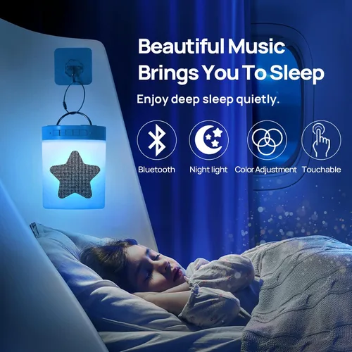 Vista 8 de Lámpara de Mesita de Noche Táctil - con Altavoz Bluetooth, Luz Nocturna de Color Regulable, Lámpara de Mesa para Exteriores con Control Táctil