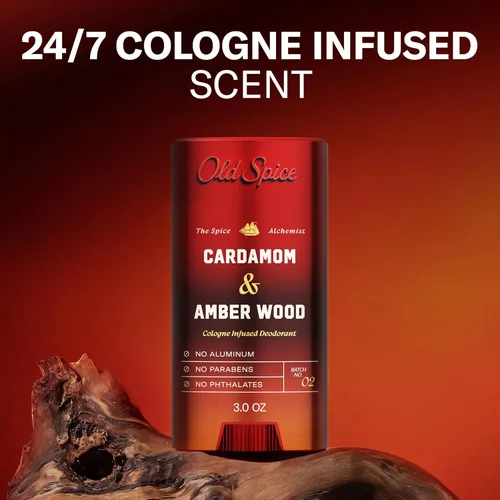 Vista 2 de Old Spice - Desodorante sin aluminio para hombres, cardamomo y madera