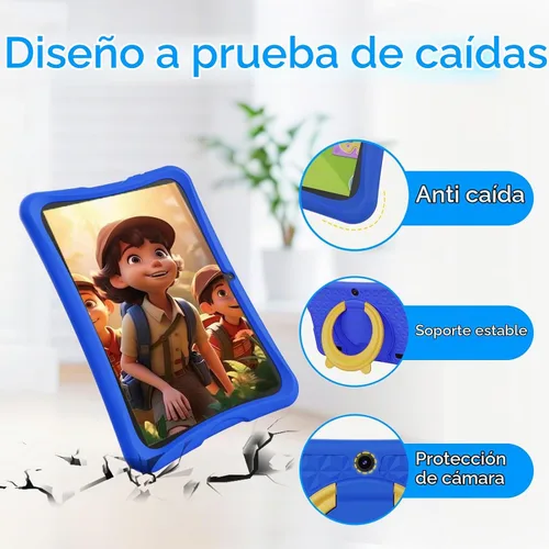 Vista 6 de DigiLand Tablet para niños de 10.1", 6GB RAM 32GB ROM, Android 15 GO, con estuche de silicona a prueba de niños, control parental, batería