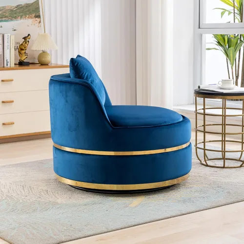 Vista 3 de Harper & Bright Designs Silla giratoria de 360 grados, moderna silla tapizada de terciopelo, silla suave con cojín de asiento para sala de estar