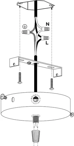 Vista 5 de BRIGHTTIA Toldo de techo blanco de 1 puerto con agarre de cable de nailon, kit de conversión de accesorio colgante enchufable a cable rígido - Placa
