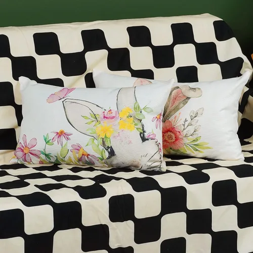 Vista 5 de ONWAY Juego de 2 fundas de almohada de Pascua de conejo de 12 x 20 pulgadas, fundas de almohada lumbares decorativas de primavera de temporada