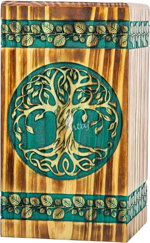 Vista 10 de Urna de palisandro hecha a mano para cenizas humanas, urnas de madera para adultos del árbol de la vida hechas a mano, urna de cremación fúnebre