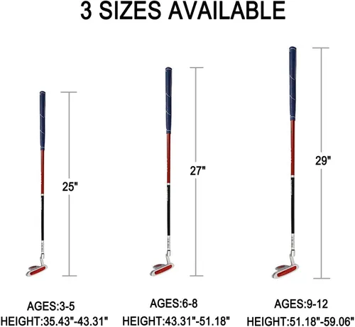 Vista 7 de Acstar - Putter de golf Junior para interiores y exteriores, para diestros, 3 tamaños para elegir libremente (rojo, 27 pulgadas)