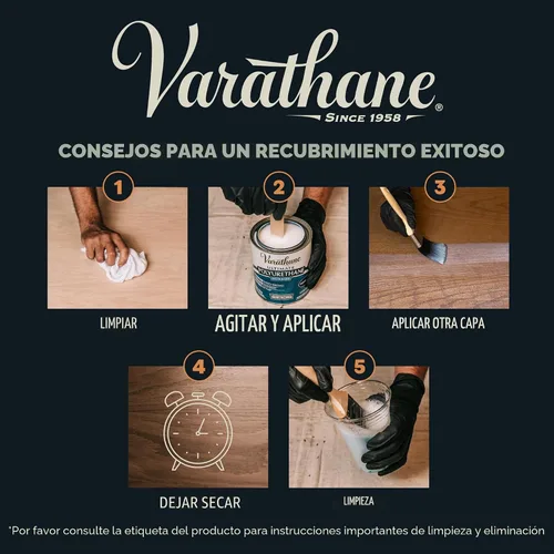 Vista 6 de Poliuretano a base de agua Rust-Oleum Varathane, transparente, 1 cuarto de galón, 200241H Water-Based, Crystal Clear Interior Wood Protection