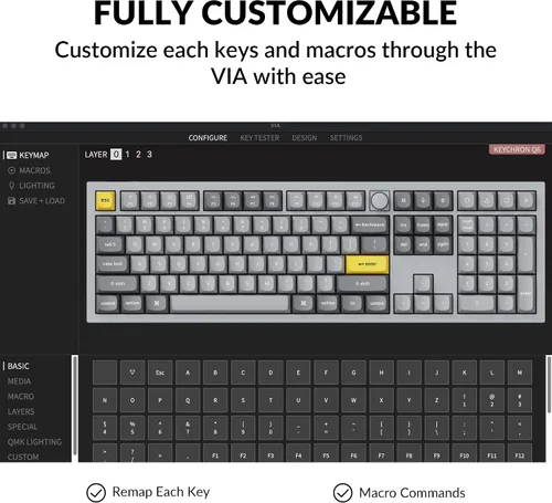 Vista 2 de Keychron Q6 - Versión de perilla de teclado mecánico con cable tamaño completo macro programable QMKVIA con interruptor Gateron G Pro marrón doble