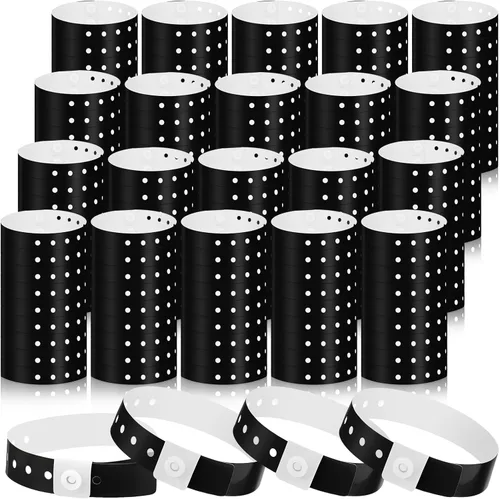 Vista 33 de 600 pulseras de plástico para eventos, vinilo, colores surtidos Adjustable Snap, Bulk Waterproof Neon Colored Arm Bands, For Admission Pools