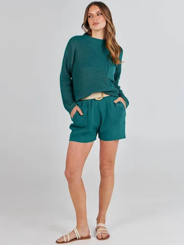 Vista 9 de ANRABESS Conjunto de dos piezas para mujer, suéter de punto, manga larga, tops y pantalones cortos