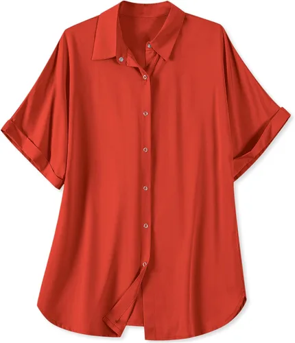 Vista 17 de Blusa suave casual de manga corta con broche frontal para mujer