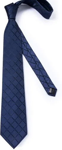Vista 4 de DiBanGu Corbata de seda a cuadros para hombre corbata y bolsillo juego de gemelos cuadrados de corbata para boda negocios