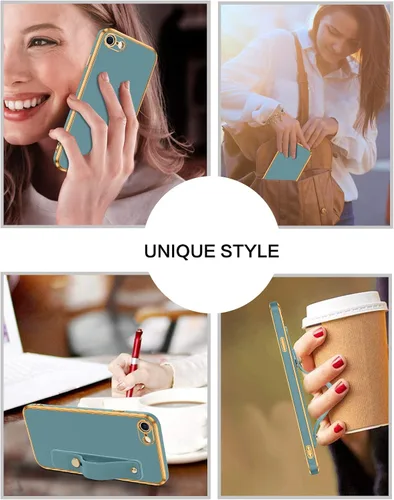 Vista 7 de VENINGO Funda para iPhone SE, iPhone 7/8, TPU suave y delgada con pulsera ajustable, resistente a los arañazos y a prueba de golpes, funda