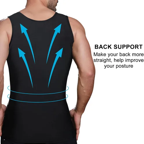 Vista 4 de Lgtfy Chaleco moldeador de cuerpo adelgazante para hombre, camiseta sin mangas de compresión para el abdomen del pecho, camisetas interiores