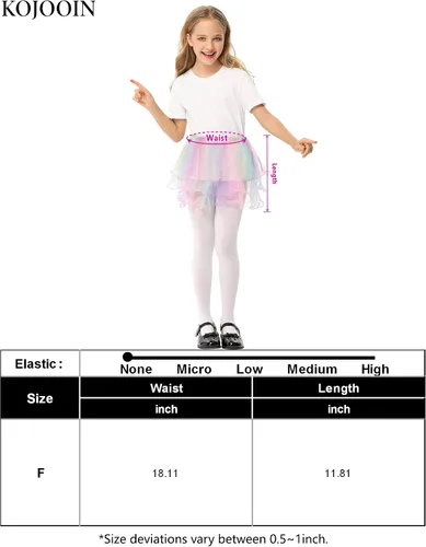 Vista 6 de KOJOOIN Girls Dress up Costume Layered Ballet Tulle Skirt Rainbow Princess Unicorn Birthday Tutu Party Skirt for Toddler 3-6Y
