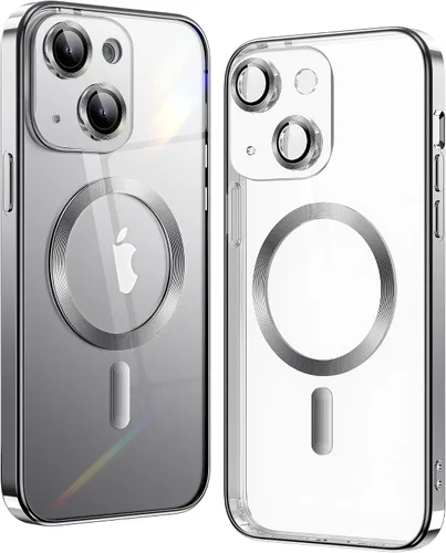 Vista 26 de Matallic - Funda transparente brillante para iPhone 11, compatible con Magsafe con protección completa de cámara chapada