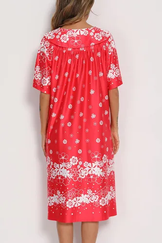 Vista 5 de AVIIER Vestido de casa para mujer, manga corta, vestidos de descanso Mumu con bolsillos