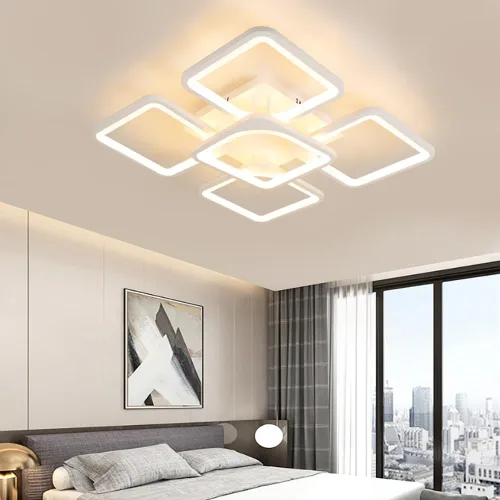 Vista 5 de Lámpara LED de techo regulable, 5 luces de techo de 23 pulgadas, montaje empotrado, lámpara de 80 W para sala de estar, dormitorio, cocina