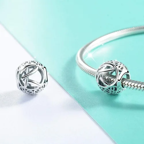 Vista 2 de Vito Dijes colgantes de plata de ley con inicial de letra A-Z aptos para pulseras Pandora para mujeres europeas collares 26 alfabetos regalo