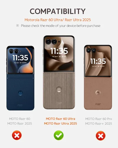 Vista 2 de NINKI Funda para Motorola Razr 60 Ultra con protector de pantalla integrado, protección de bisagra a prueba de golpes, resistente, ultra delgada