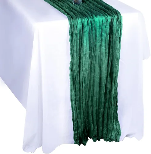 Vista 9 de MIAHART Camino de mesa de estopilla, camino de mesa de gasa de 35 x 120 pulgadas, camino de mesa bohemio para bodas, fiestas, decoración de Negro