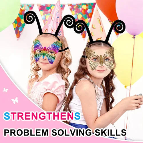 Vista 5 de iROLEWIN Big Kids-Butterfly-Wings Costume for Toddler Girls Fairy Wings Mask Headband as Dance Dress-Up Cape Party Gifts
