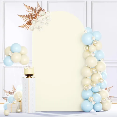 Vista 11 de MODFUNS Cubierta de Arco de Boda de 6 pies Beige de Spandex Cubiertas de Arco Chiara Cubierta de Telón de Fondo de Arco para Cubiertas de Arco Telón